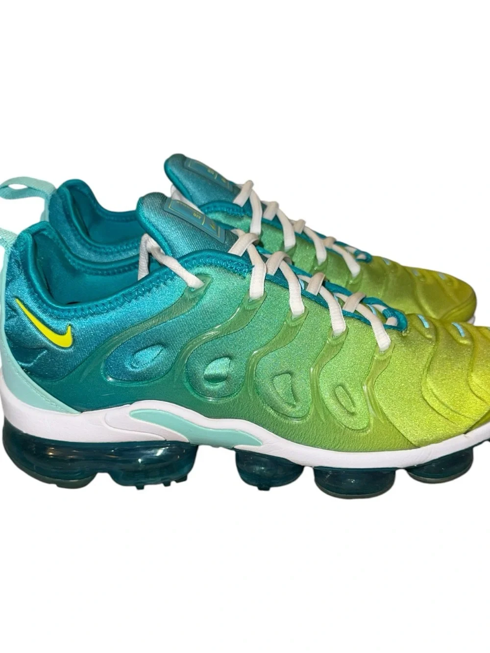 Nike air vapor max plus Gradient Lime Green to Teal Running Sneakers women’s 9